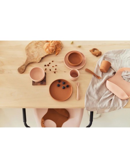 Silikonski set za jelo - smeđa