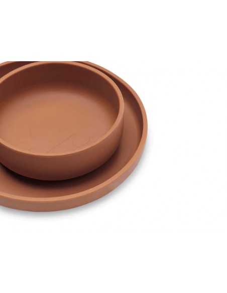 Silikonski set za jelo - smeđa