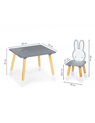 Set dječji stol i stolice Ecotoys® - sivi