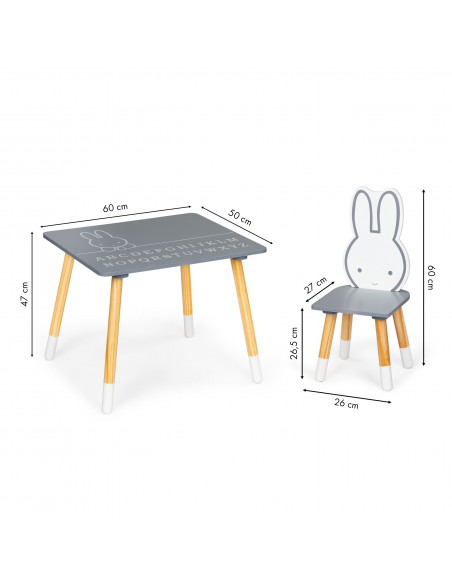 Set dječji stol i stolice Ecotoys® - sivi