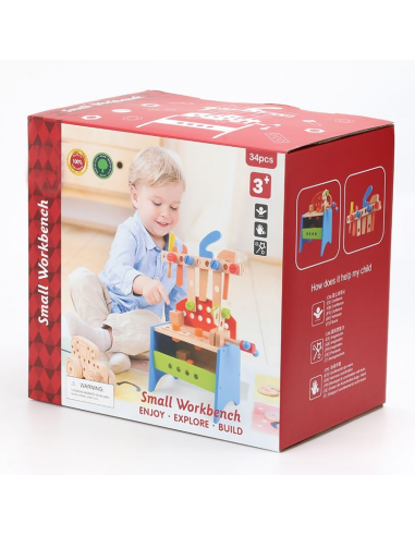 Drveni radni stol s drvenim alatom, edukativna igračka