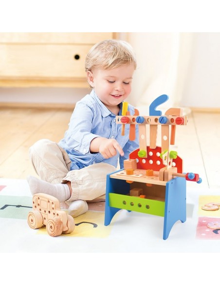 Drveni radni stol s drvenim alatom, edukativna igračka