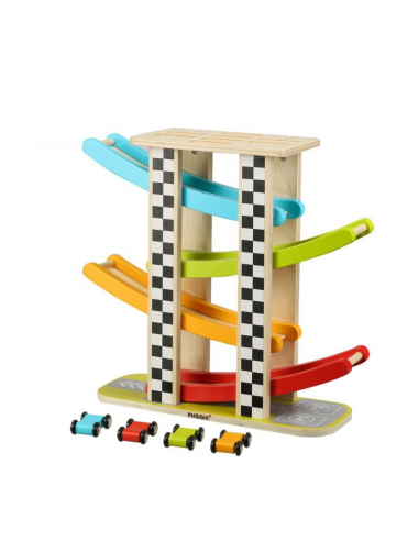 Drvena staza za autiće na 4 razine s parkiralištem