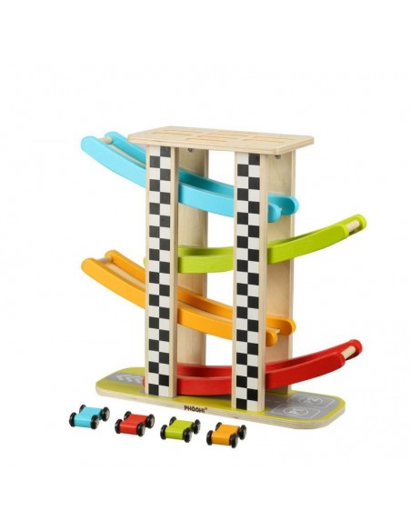 Drvena staza za autiće na 4 razine s parkiralištem