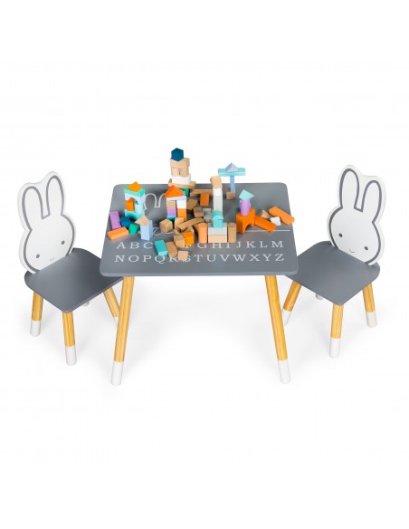 Set dječji stol i stolice Ecotoys® - sivi